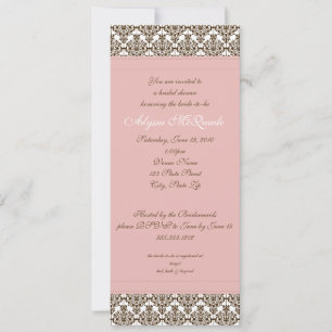 invitación a la ducha de novia adamascada rosa