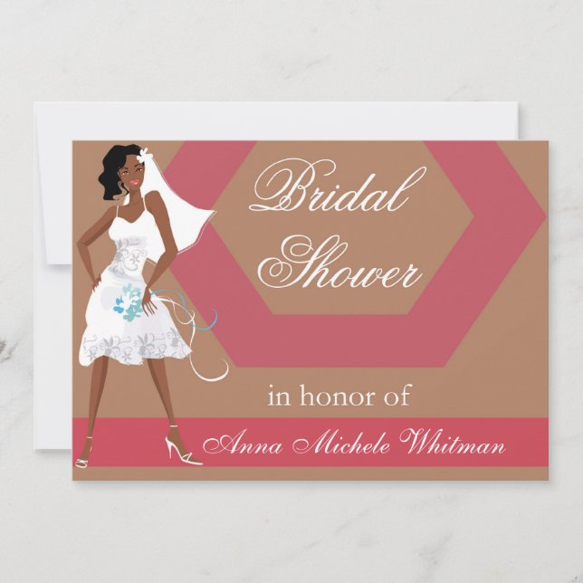Invitación a la ducha de novia afroamericana (Anverso)