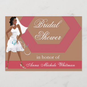 Invitación a la ducha de novia afroamericana