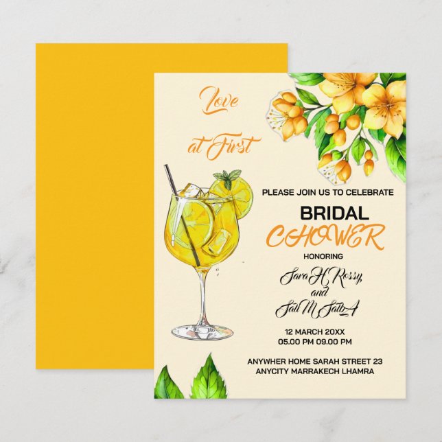 Invitación a la ducha de novia al primer amor (Anverso / Reverso)