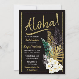 Invitación a la ducha de novia Aloha, oro falso