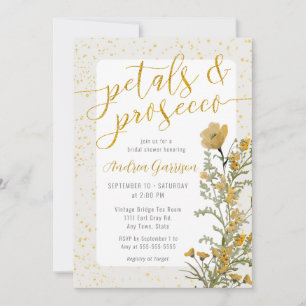 Invitación a la ducha de novia amarilla de Petals