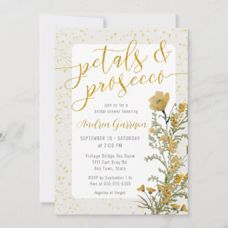 Invitación a la ducha de novia amarilla de Petals