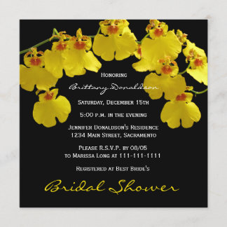 Invitación a la ducha de novia amarilla — orquídea