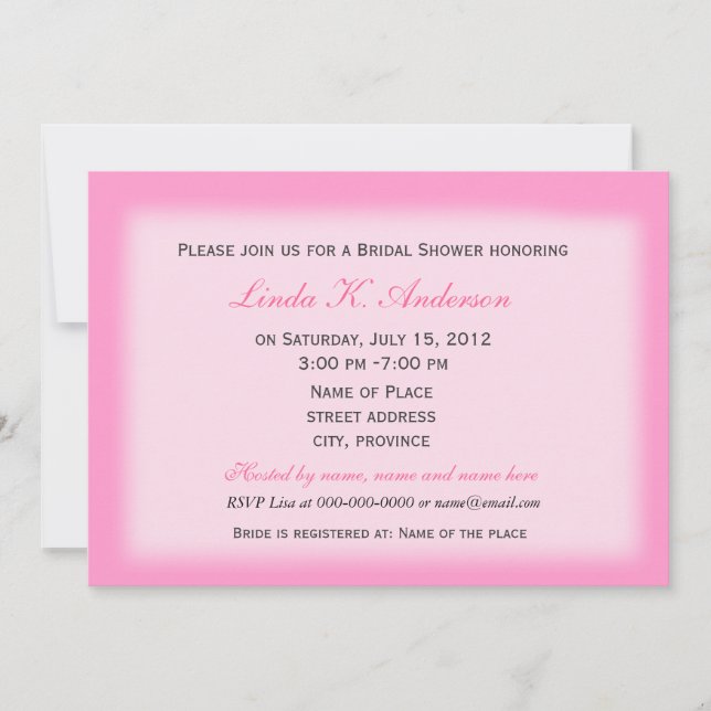 Invitación a la ducha de novia, añada tu foto (Anverso)