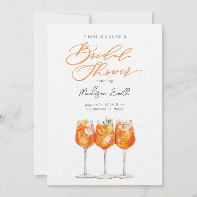 Invitación a la ducha de novia Aperol Spritz (Anverso)