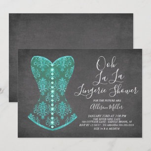 Invitación a la ducha de novia Aqua Blue Corset Li