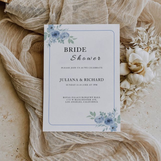 Invitación a la ducha de novia azul (Blue Bridal Shower Invitation)