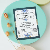 Invitación a la ducha de novia azul