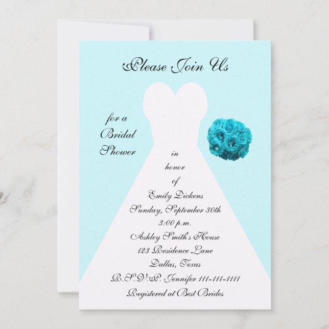 Invitación a la ducha de novia azul — Boda con tra (Anverso)