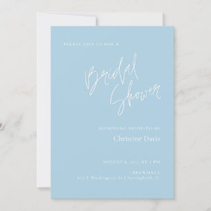 Invitación a la ducha de novia azul suave con guió