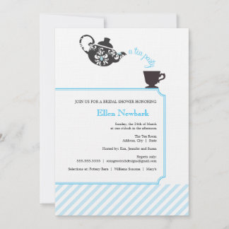 Invitación a la ducha de novia azul - Té