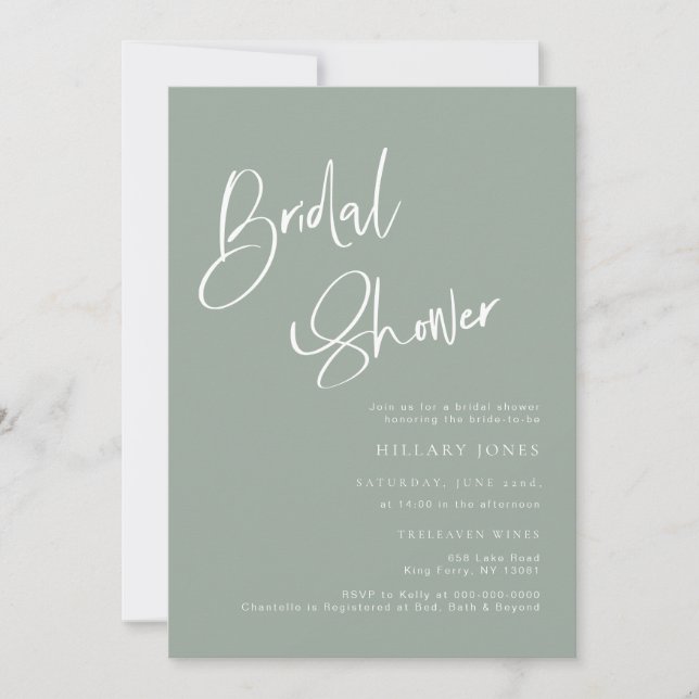 Invitación a la ducha de novia azul/verde bohemio (Anverso)