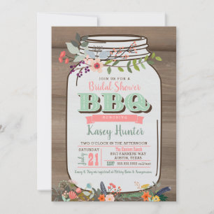 Invitación a la ducha de novia BBQ Mason Jar