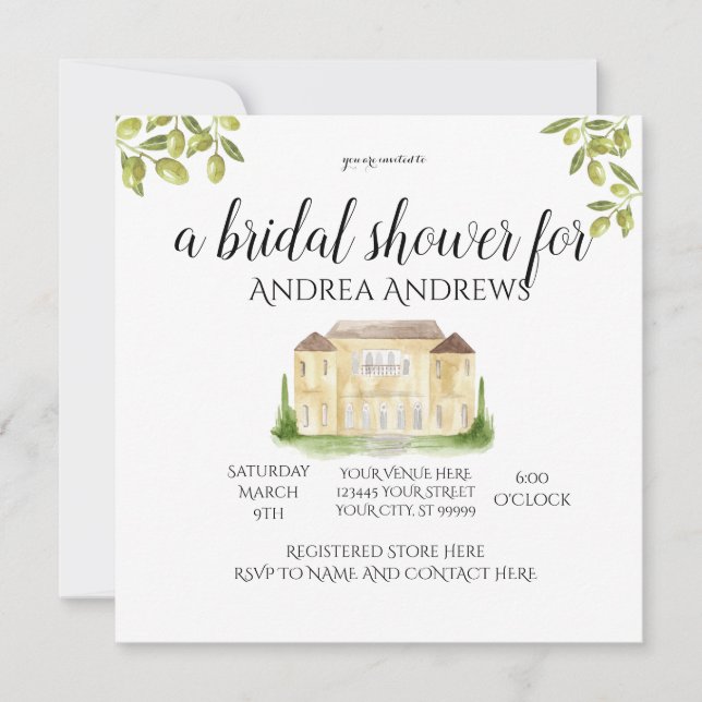 Invitación a la ducha de novia Benvenuti Italia (Anverso)