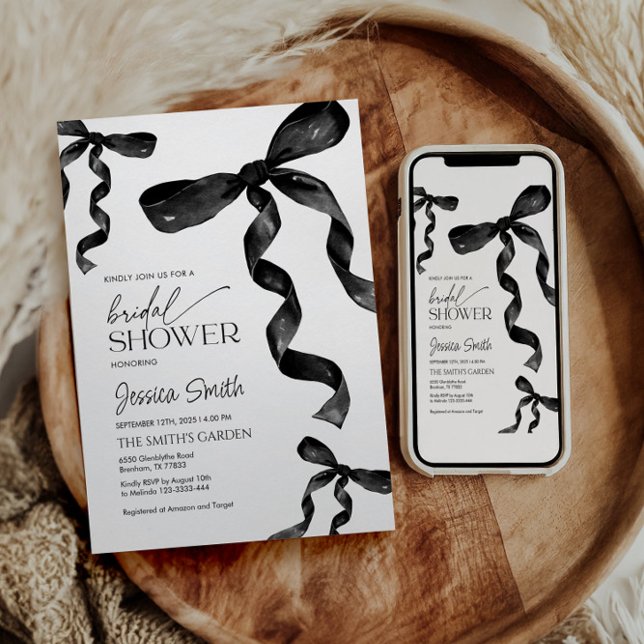 Invitación a la ducha de novia Black Bow (Subido por el creador)