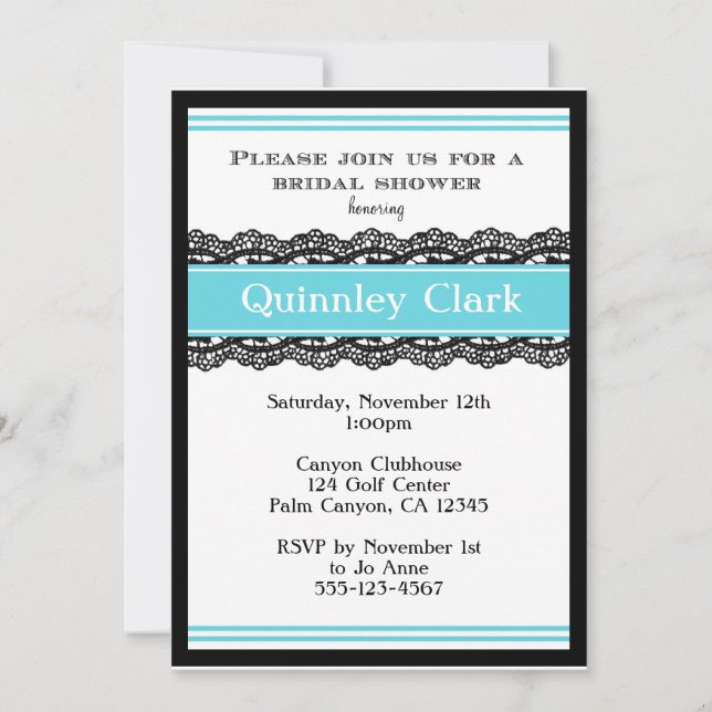 Invitación a la ducha de novia Blue Lace (Anverso)