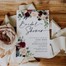 Invitación a la ducha de novia Boho Burgundy Rubor
