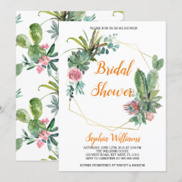 Invitación a la ducha de novia Boho Cactus
