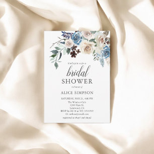 Invitación a la ducha de novia Boho Dusty Blue
