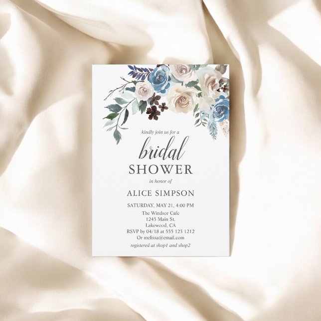 Invitación a la ducha de novia Boho Dusty Blue (Subido por el creador)