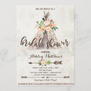 Invitación a la ducha de novia Boho TeePee