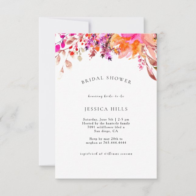 Invitación a la ducha de novia Boho Wildflower (Anverso)