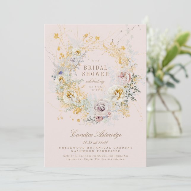 invitación a la ducha de novia botánica de musgo c (Anverso de pie)