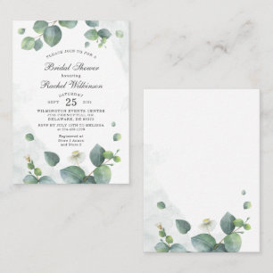 Invitación a la ducha de novia botánica Eucalyptus