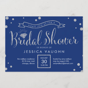 Invitación a la ducha de novia brillante - Azul