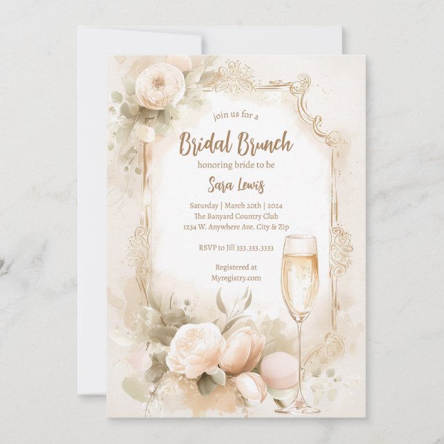 Invitación a la ducha de novia Brunch and Bubbly-b (Anverso)