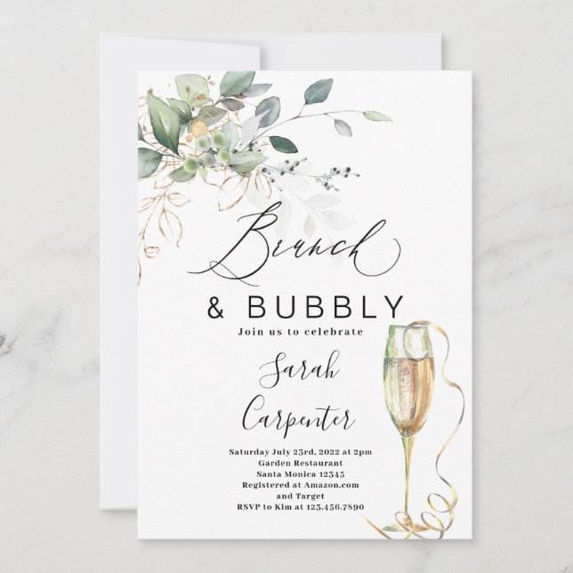 Invitación a la ducha de novia Brunch & Bubbly (Anverso)