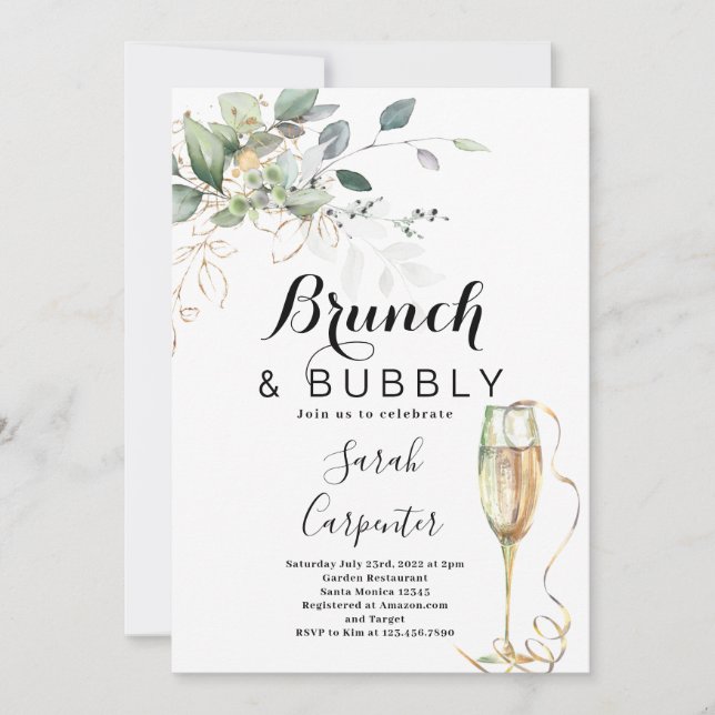 Invitación a la ducha de novia Brunch & Bubbly (Anverso)