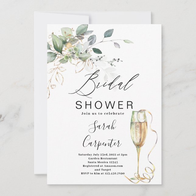 Invitación a la ducha de novia Bubbly (Anverso)