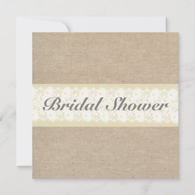 Invitación a la ducha de novia Burlap & Lace (Anverso)