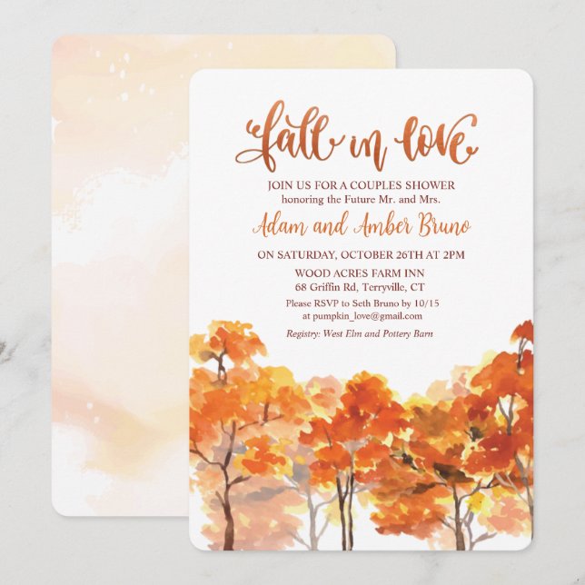 Invitación a la ducha de novia Caída en el Amor (Anverso / Reverso)
