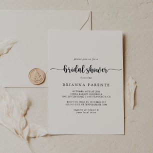 Invitación a la ducha de novia caligráfica minimal