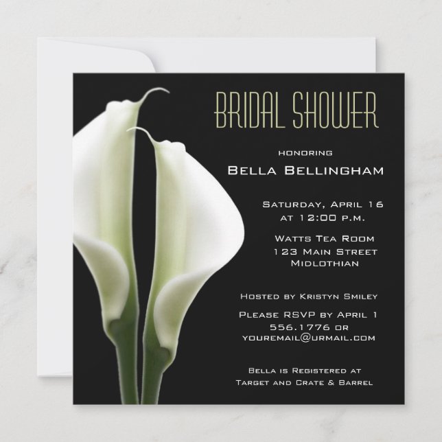 Invitación a la ducha de novia Calla Lillies (Anverso)