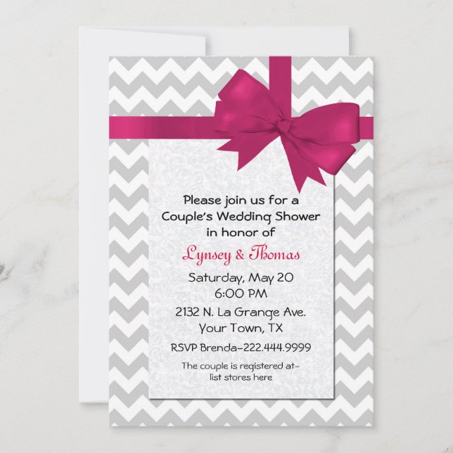 Invitación a la ducha de novia Chevron (Anverso)