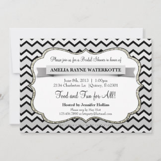 Invitación a la ducha de novia chevron gris platea