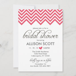 Invitación a la ducha de novia Chevron rosa