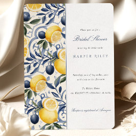 Invitación a la ducha de novia Citrus y Azulejo Su