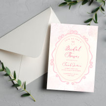 Invitación a la ducha de novia color agua rosa