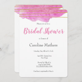 Invitación a la ducha de novia color agua rosa