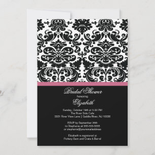 Invitación a la ducha de novia color rosa chispeo