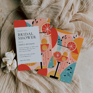 Invitación a la ducha de novia colorida de Aperol 