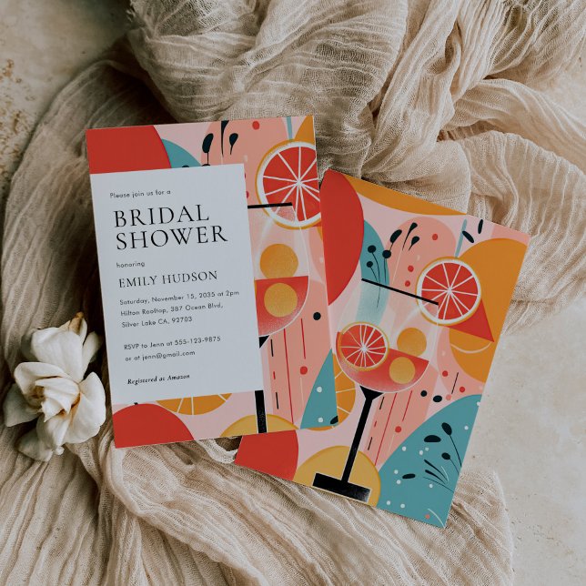 Invitación a la ducha de novia colorida de Aperol  (Subido por el creador)