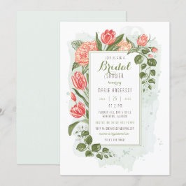 Invitación a la ducha de novia con abrazo floral