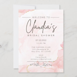 Invitación a la ducha de novia con acuarela de col