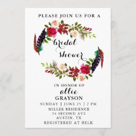 Invitación a la ducha de novia con acuarela floral